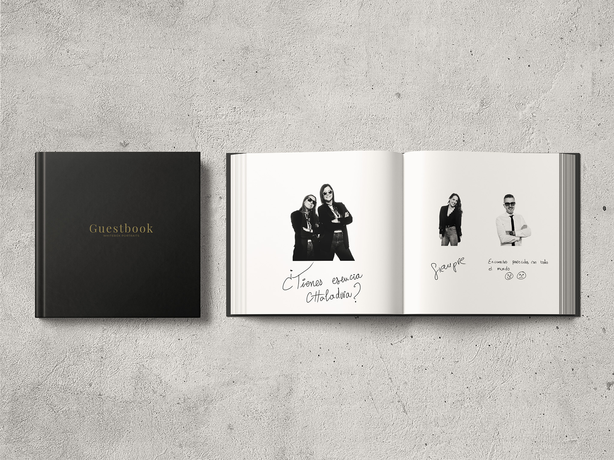 Álbum negro de portada dura en material premium,